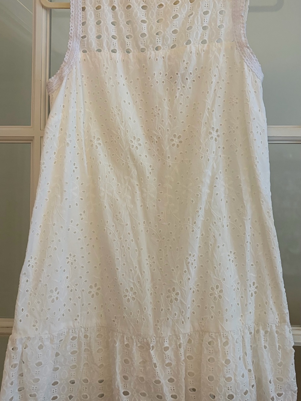 LOFT White Eyelet A-Line Midi Dress